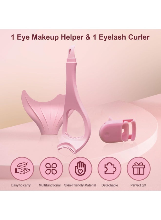 ChicAbode Detachable 3 in 1 Eyelashes Tools Mascara Shield Applicator Guard, Eyeliner Stencil, Eyeshadow Stencil, Pink Lash Curler, Winged Eyeliner Tool, Lash Buddy, Gift for Women, 2 Pack - Image 2